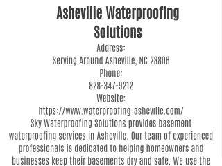 Asheville Waterproofing Solutions