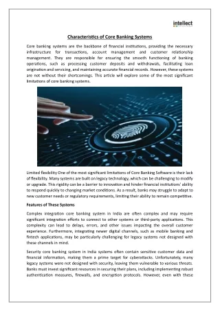 characteristics of core banking systems