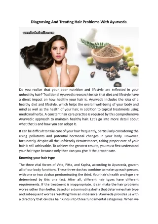 Diagnosing And Treating Hair Problems With Ayurveda