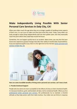 The Best Senior Personal Care Services In Daly City, Ca