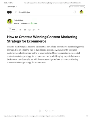 How to Create a Winning Content Marketing Strategy for Ecommerce _ by Saiful Islam _ Mar, 2023 _ Medium