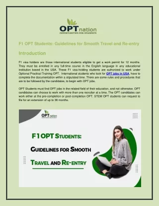 f1 opt students guidelines for smooth travel