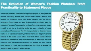 Women's Fashion Watches From Practicality to Statement Pieces