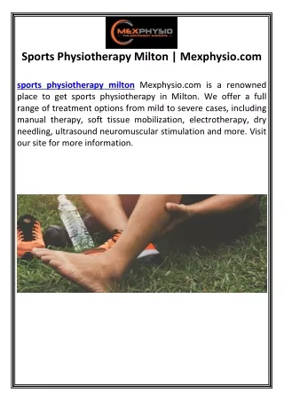 Sports Physiotherapy Milton | Mexphysio.com