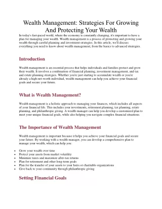 wealth management strategies for growing
