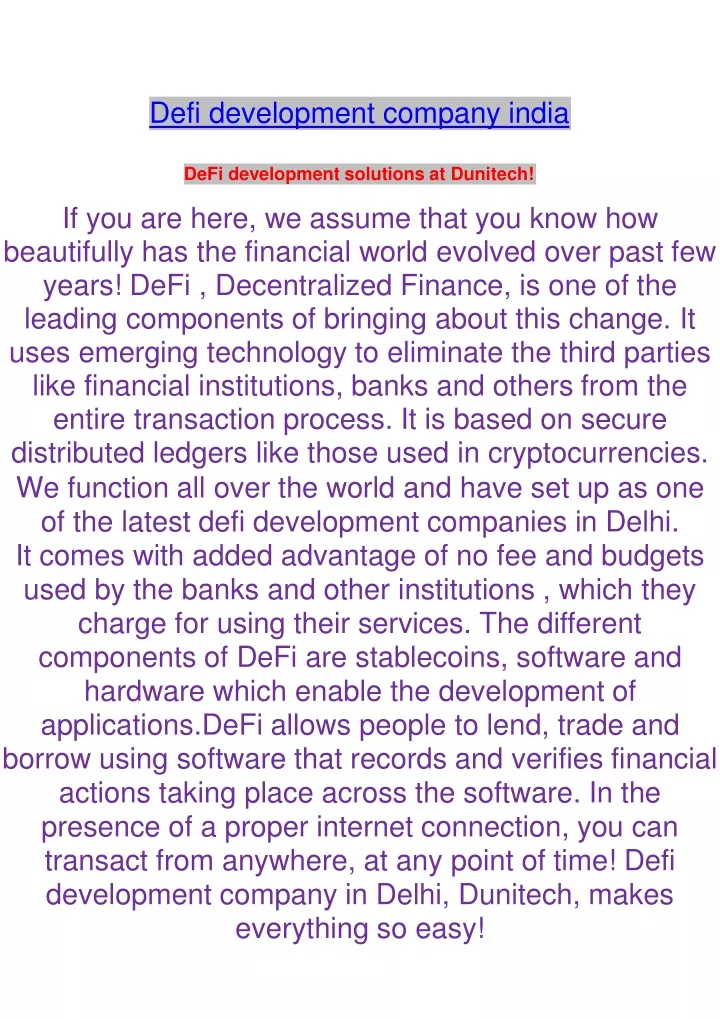 defi development company india