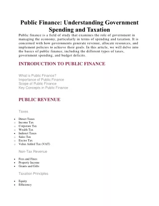 public finance understanding government spending