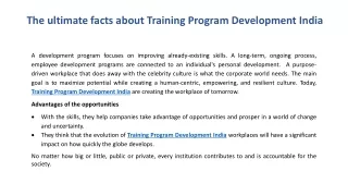 The ultimate facts about Training Program Development India