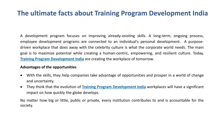 the ultimate facts about training program