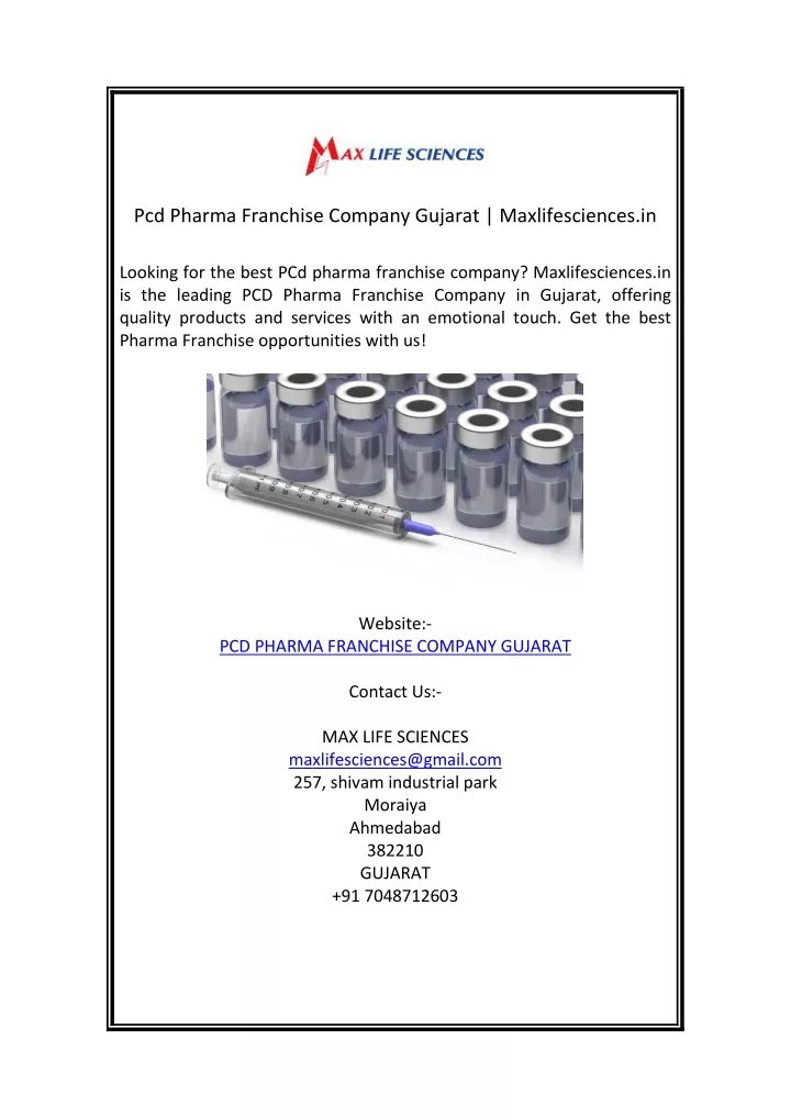 pcd pharma franchise company gujarat