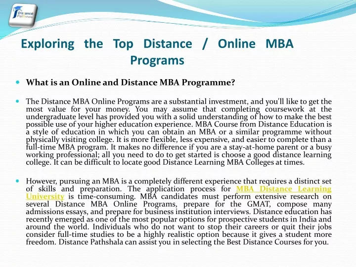 exploring the top distance online mba programs
