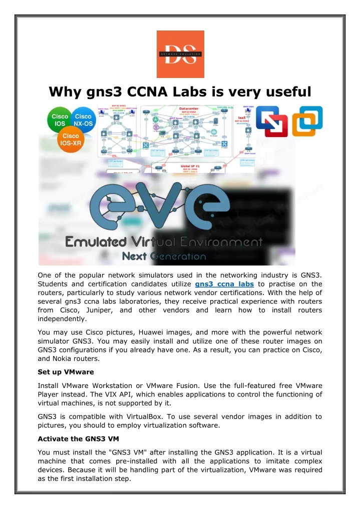 why gns3 ccna labs is very useful