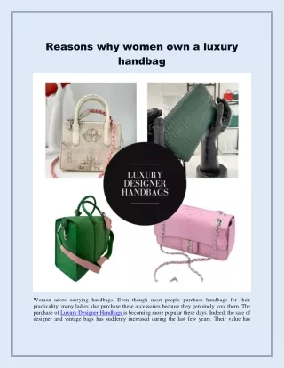 Reasons why women own a luxury handbag