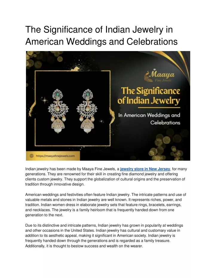 the significance of indian jewelry in american weddings and celebrations