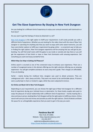 get the slave experience by staying in new york