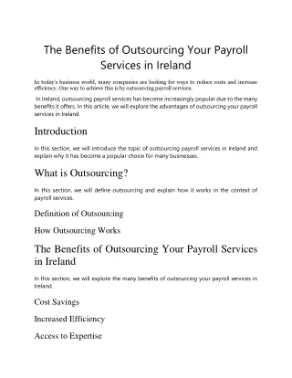 The Benefits of Outsourcing Your Payroll Services in Ireland