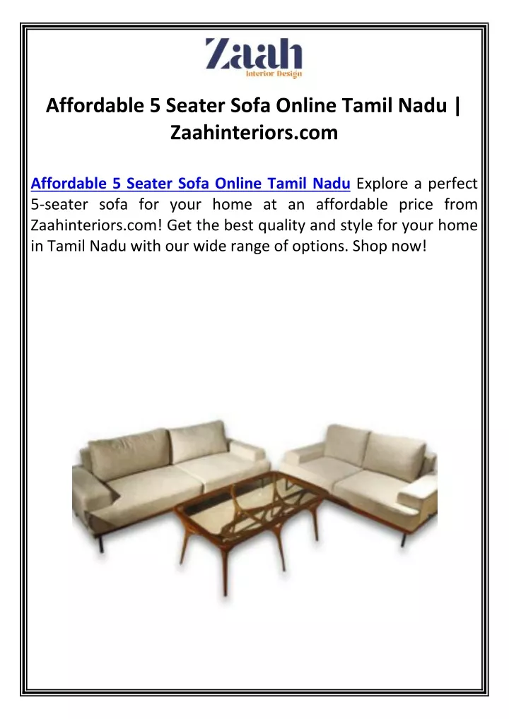 affordable 5 seater sofa online tamil nadu