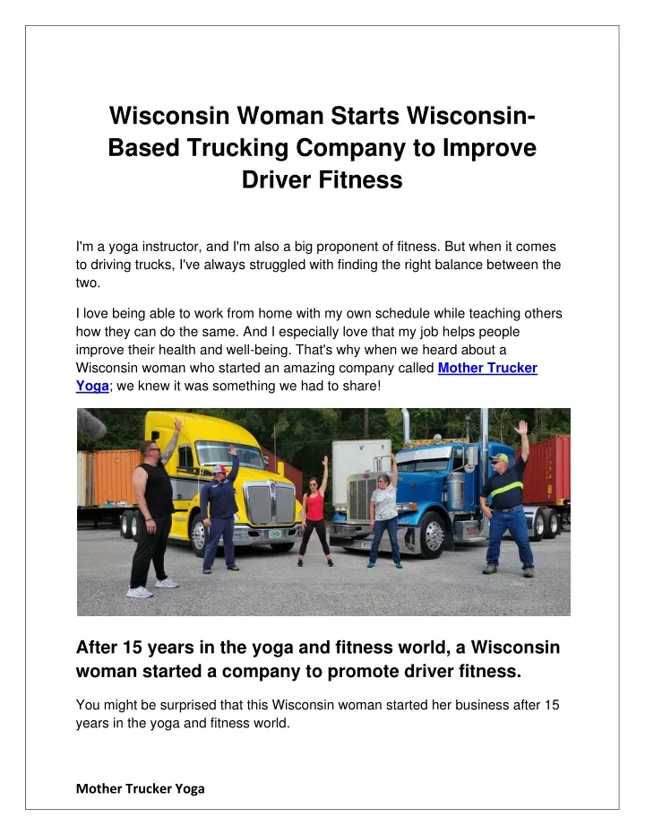 wisconsin woman starts wisconsin based trucking