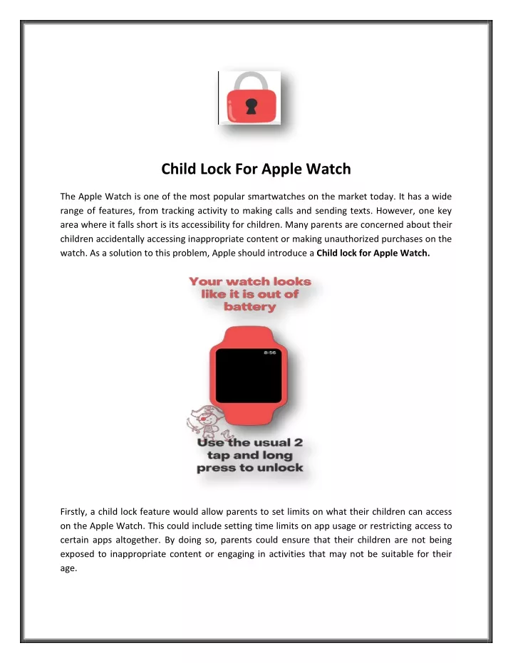 child lock for apple watch