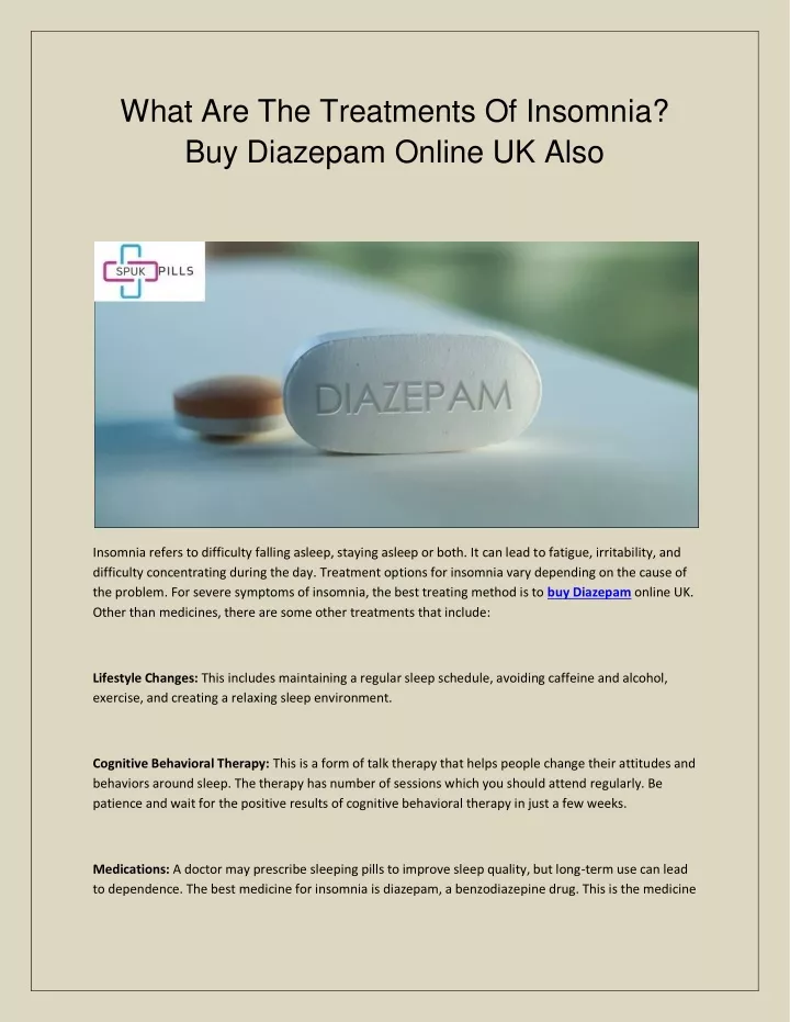 what are the treatments of insomnia buy diazepam