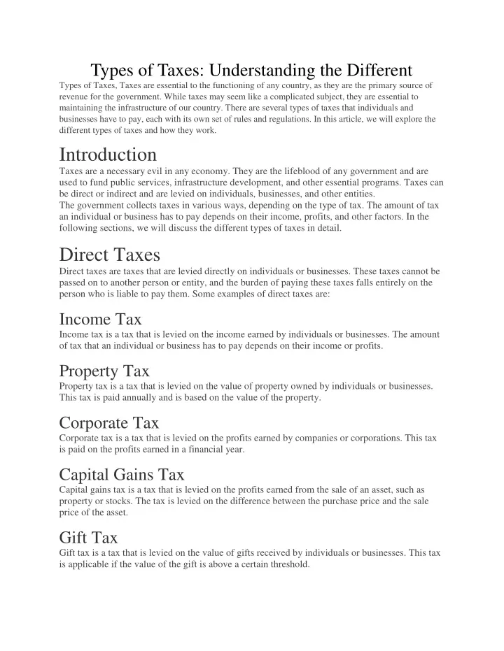 types of taxes understanding the different types