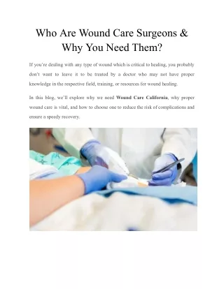 Who Are Wound Care Surgeons & Why You Need Them_