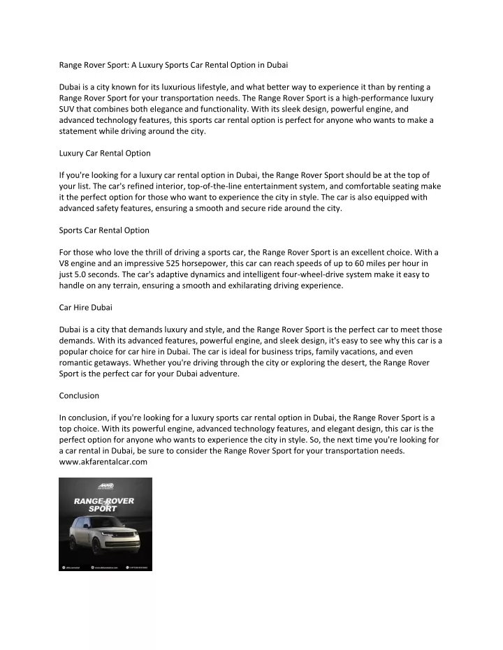 range rover sport a luxury sports car rental
