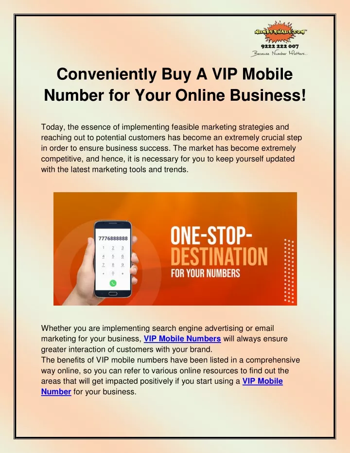 conveniently buy a vip mobile number for your