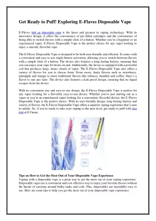 get ready to puff exploring e flaves disposable