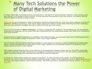 many tech solutions the power of digital marketing