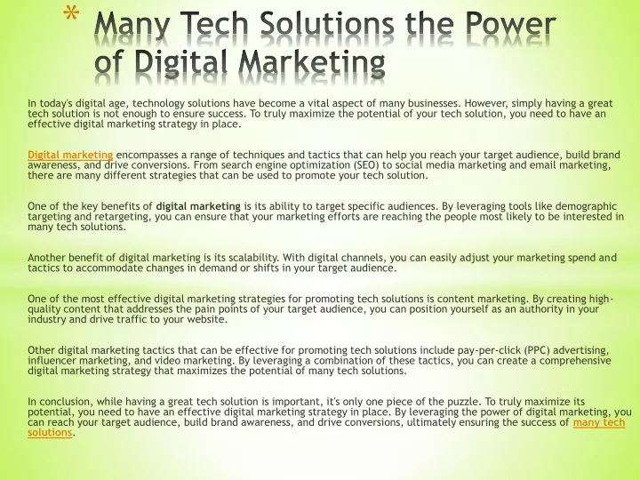 many tech solutions the power of digital marketing