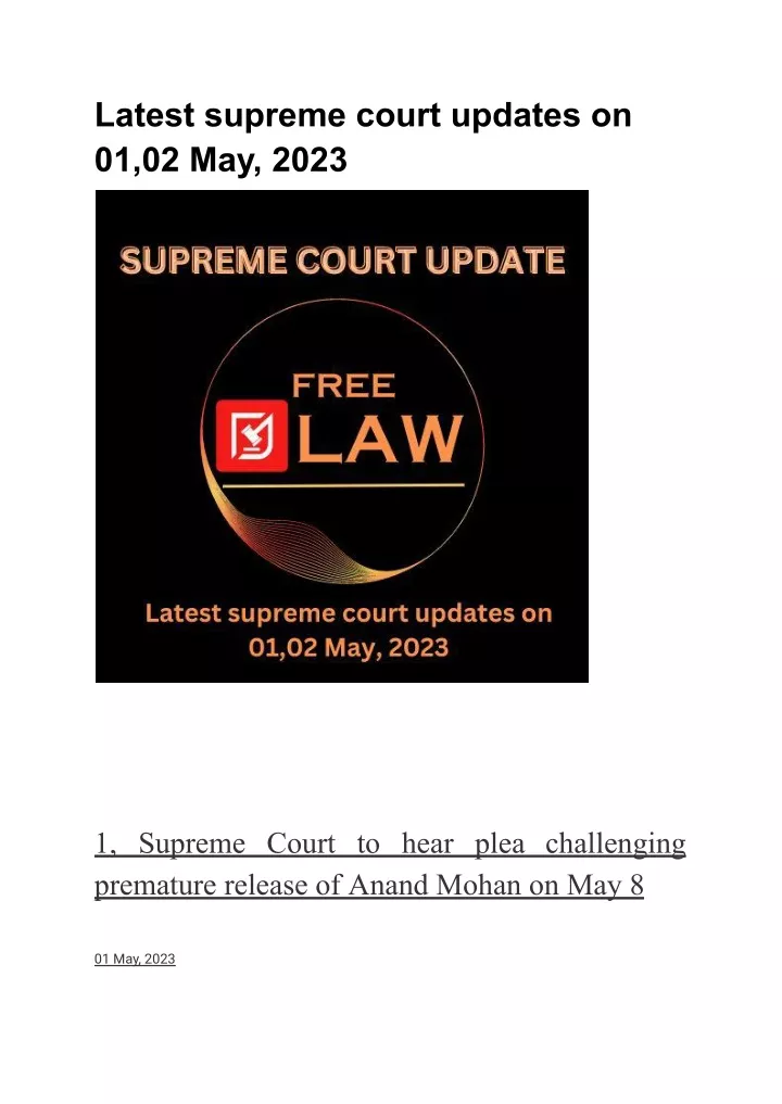 latest supreme court updates on 01 02 may 2023