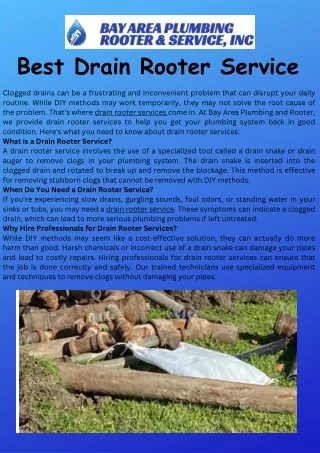 Best Drain Rooter Service