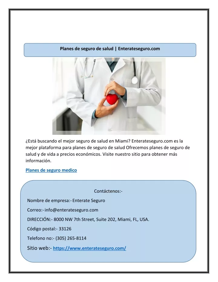 planes de seguro de salud enterateseguro com