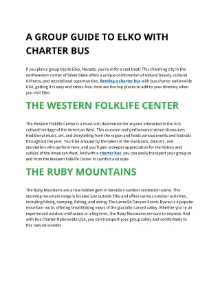 a group guide to elko with charter bus