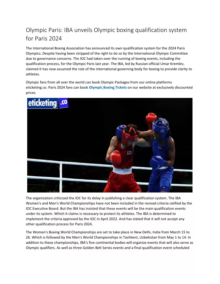 olympic paris iba unveils olympic boxing