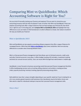 comparing mint vs quickbooks which accounting