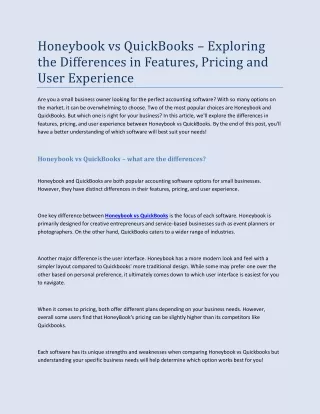 honeybook vs quickbooks exploring the differences
