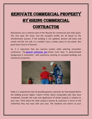 Renovate Commercial Property by Hiring Commercial Contractor
