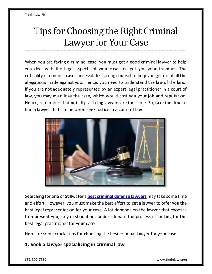 thole law firm tips for choosing the right