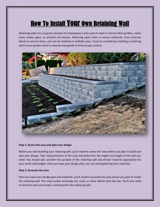 How To Install Your Own Retaining Wall