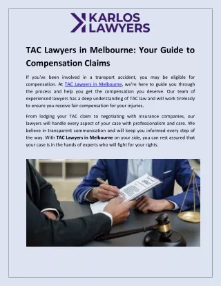 Beginner's Guide to TAC Law | TAC Lawyers in Melbourne