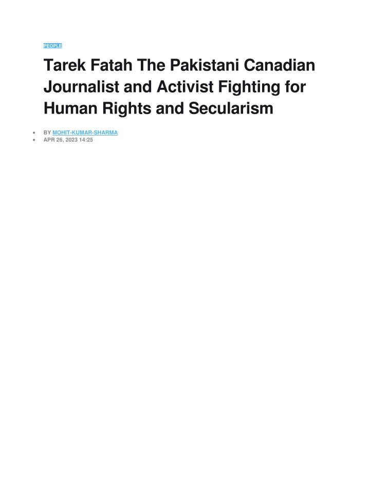 people tarek fatah the pakistani canadian