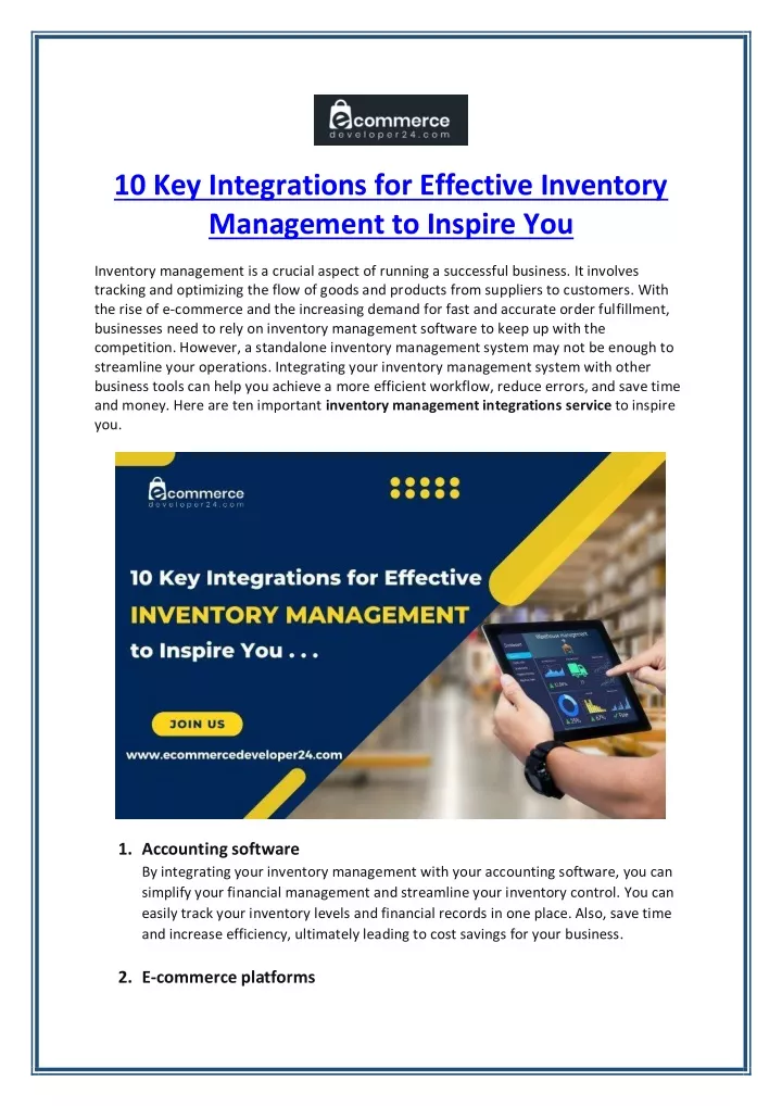 10 key integrations for effective inventory