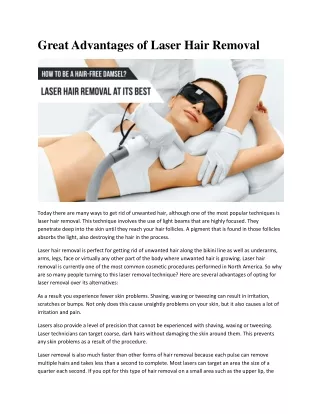 Great Advantages of Laser Hair Removal