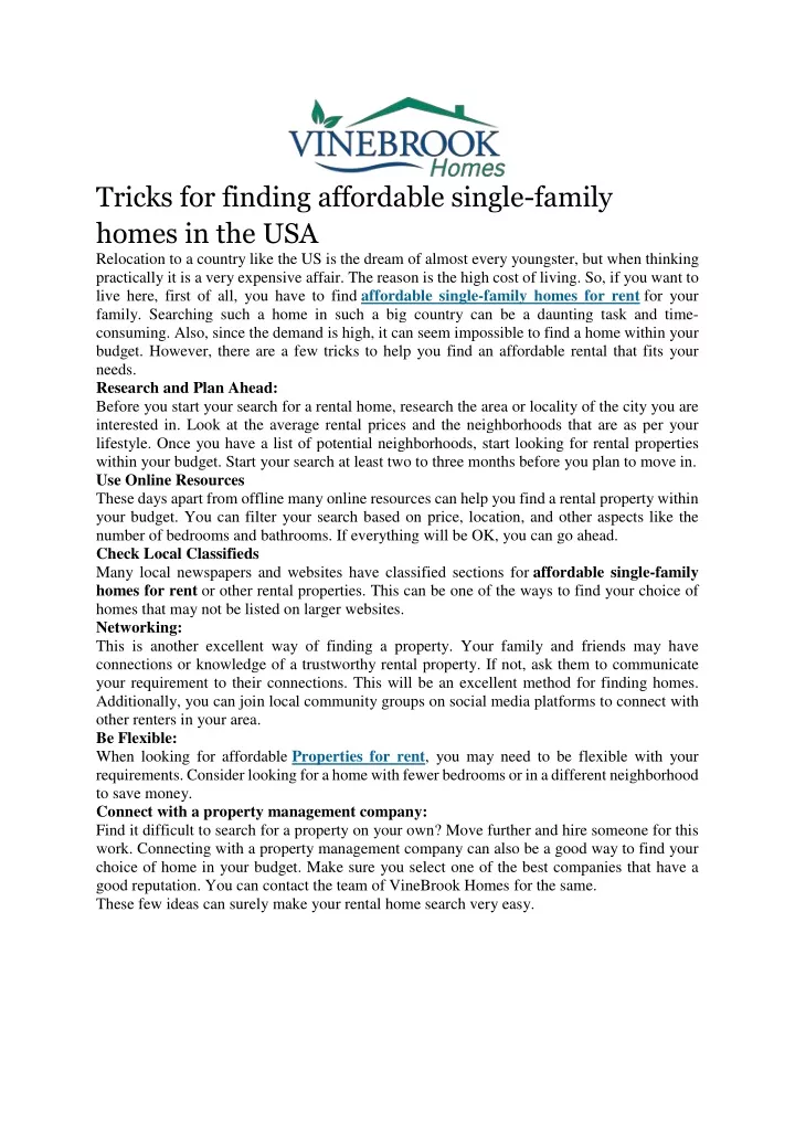 tricks for finding affordable single family homes