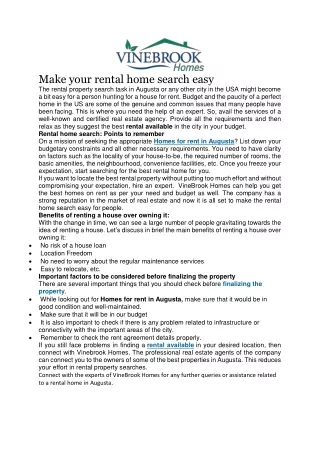 Make your rental home search easy