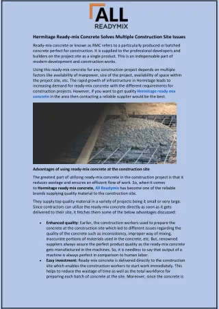hermitage ready mix concrete solves multiple
