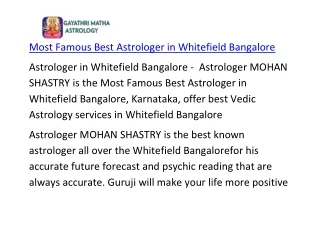 Most Famous Best Astrologer in Whitefield Bangalore