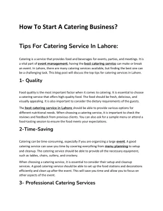 how to start a catering business